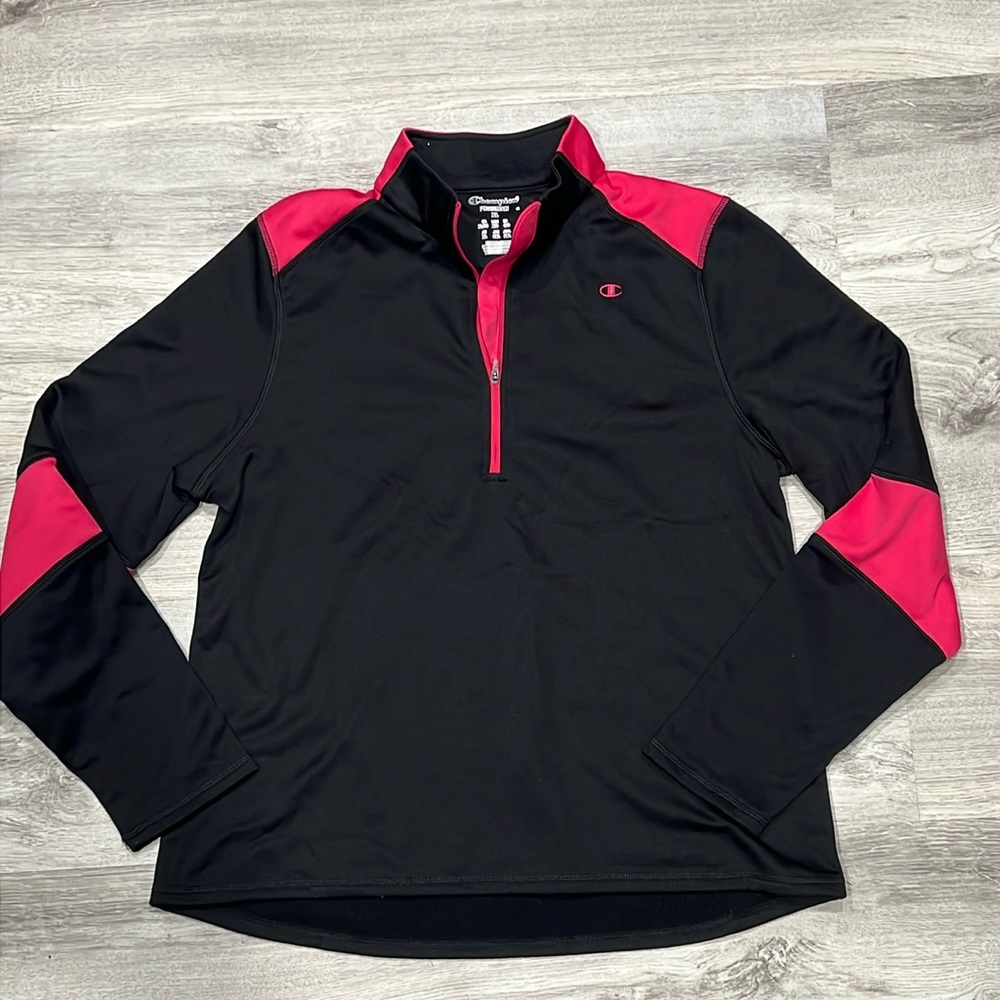 Women's Black and Hot Pink Champion Powertrain 1/4 Zip